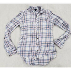 Aeropostale Button Up Women Medium Plaid Flannel Soft 100% Rayon Casual Fall